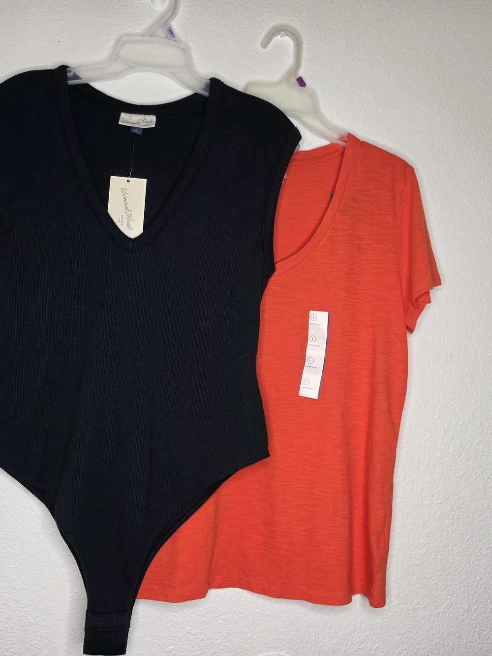 Universal Thread Lot 2 Bodysuit & Tee Size L NWT Black and Orange Casual Set